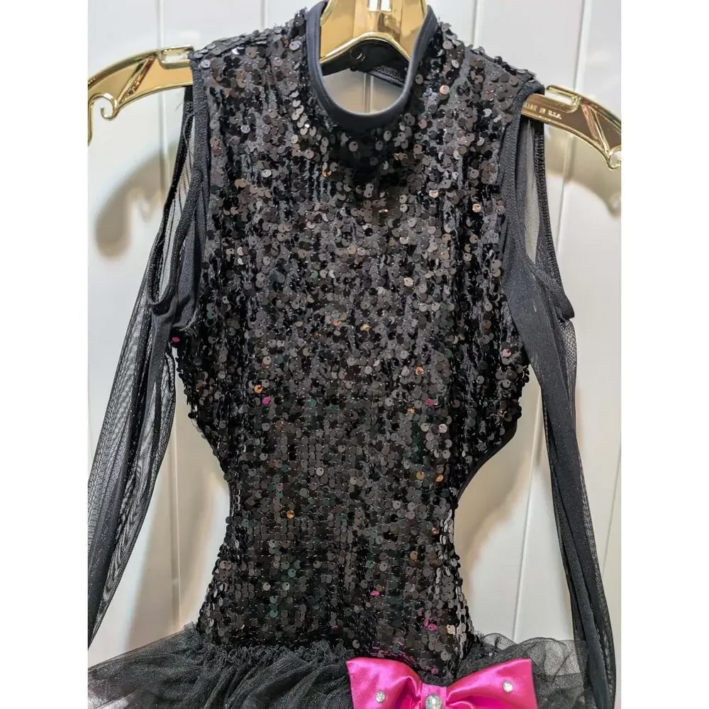 Dance Costume Weissman Black Pink Child Jazz Sequin Tap Sequin LC (14) Bow